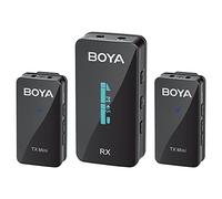 BOYA BY-XM6-S2 - Mini microfono lavalier wireless doppio da 2,4 GHz per fotocamera DLSR/iPhone/Android, doppio microfono lavalier wireless per live streaming video Vlog podcast