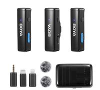 BOYA LINK - Microfono lavalier wireless per iPhone e smartphone Android, cancellazione del rumore, 10 h, 100 m, USB tipo C da 3,5 mm, microfono wireless da bavero per podcast per registrazione video