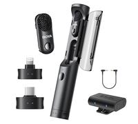 BOYA Magic 4 in 1 Trasformabile Mini Microfono Wireless, Lavalier/Manuale/Scrivania/Videocamera Microfono Lavalier per Camera/iPhone/Android, Vlogging e Streaming(2TX+3RX)