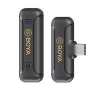 BOYA Microfono lavalier wireless, clip da bavero Plug Play da 2,4 GHz su microfono USB-C, microfono a condensatore mini esterno per streaming live Tiktok Facebook YouTube (WM3T2-U1)