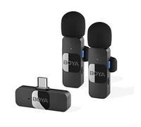 BOYA Microfono lavalier wireless per Android USB C Smartphone Tablet Mini bavero esterno Tipo C Microfono per iPhone 15 Microfono a clip per registrazione video Podcast YouTube Live Streaming