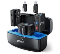 BOYA Microfono lavalier wireless per fotocamera iPhone e smartphone Android, registrazione a bordo, portata di 199,9 m, durata della batteria 10 ore, microfono wireless con clip per registrazione live