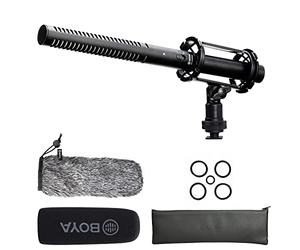 BOYA Microfono per fucile XLR per interviste, riunioni di notizie, BY-BM6060, microfono con braccio di qualità broadcast, con antivento e supporto antiurto per videocamere Canon Nikon D800 YouTube