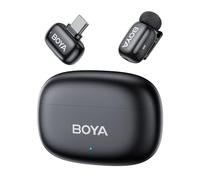 BOYA MINI 2 Microfono Cellulare (1 Trasmettitore + 1 Ricevitore USB-C + Base di Ricarica), 5 g Ultraleggero, 48 kHz 24 bit, Microfono Lavalier Wireless per iPhone, Android, Vlog Riduzione del Rumore