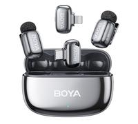 BOYA MINI 2 Microfono per iPhone 7-17, Android, Microfono Wireless, 5g, 48kHz/24Bit, 100m, Microfoni Lavalier USB-C, Lightning, 30 Ore, Microfoni Senza Fili per Video Social, Vlogging, YouTube