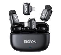 BOYA MINI 2 Microfono per iPhone 7-17, Android, Microfono Wireless, 5g, 48kHz/24Bit, 100m, Microfoni Lavalier USB-C, Lightning, 30 Ore, Microfoni Senza Fili per Video Social, Vlogging, YouTube