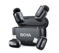 BOYA Mini 2 Microfono Wireless iPhone e Android, Microfono Lavalier Wireless per video social, 48kHz/24Bit, 100m di Portata, 30 Ore di Batteria, Cancellazione Del Rumore AI, Vlogging, TikTok