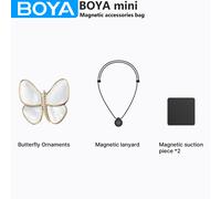BOYA MINI Borsa per accessori con ornamenti a farfalla magnetici, cordino magnetico per registrazione Vlog all'aperto