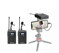 BOYA Sistema microfono lavalier wireless per iPhone 11 8 x fotocamera, trasmettitore Dual-Channel 2 per registratore DSLR Smartphone Samsung Youtube Street Intervista Facebook Livesteam Vblog