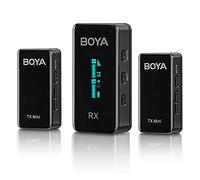 BOYA Wireless Sistema Microfonico Lavalier, Doppio Microfono Microfono Microfono 2.4GHZ per iPhone/Android, Fotocamera DSLR Microfono Monitor audio in tempo reale Vlog Vlog (S, S2 MINI)
