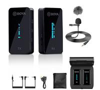 BOYA Wireless Sistema Microfonico Lavalier, Doppio Microfono Microfono Microfono 2.4GHZ per iPhone/Android, Fotocamera DSLR Microfono Monitor audio in tempo reale Vlog Vlog (K, K1)