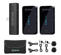 BOYA Wireless Sistema Microfonico Lavalier, Doppio Microfono Microfono Microfono 2.4GHZ per iPhone/Android, Fotocamera DSLR Microfono Monitor audio in tempo reale Vlog Vlog (S, S4)