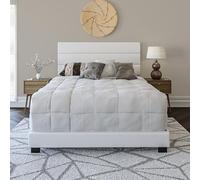 Boyd Sleep Napoli - Struttura letto imbottita con testiera a tre pannelli, base per materasso richiesta: ecopelle, bianco, queen size