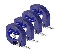 BOYEEZON Compatibile con DYMO Letratag Ricariche Etichette Maker Tape Bianco Plastica 91201 12mmx4m 4PK