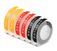 BOYEEZON Etichette di ricambio per dymo, 9 mm x 3 m, in vinile 3D, per etichettatrice Dymo Omega Junior, organizer Xpress Pro, nero/rosso/giallo, 6 rotoli