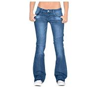 Boyfriend Jeans da donna a vita bassa, jeans da donna con taglio a clama, pantaloni stretch skinny jeans Y2k vintage, Blu, S