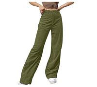 Boyfriend Jeans per adolescenti e ragazze, in corda, a gamba larga, per il tempo libero, pantaloni cargo vintage, dritti da donna, E-Girl, verde, XXXL