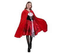 BOYIFEIJIE Costume da Cappuccetto Rosso da Donna, Vestito Cappuccetto Rosso, Mantello con Vestito e Calze Nere, Costume da Favola per Carnevale, Costumi di Carnevale, Halloween