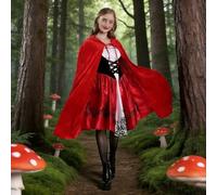 BOYIFEIJIE Costume da Cappuccetto Rosso per donna, vestito da Cappuccetto Rosso, mantello con vestito e calze nere, costume da fiaba per carnevale, Halloween, vestito da festa festivo
