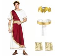 BOYIFEIJIE Costume romano da uomo, toga, cerchietto, cintura e bracciale | Completo imperatore per carnevale, carnevale e Halloween, ideale come dio greco o Cesare.