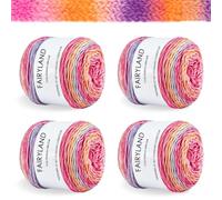 BOYIFEIJIE Filato a gradiente di colore, 4x100g di Lana per Uncinetto, Multicolore, Morbido, per Coperte per Neonati, Maglione, Sciarpa