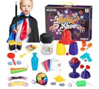 BOYIFEIJIE Set di 75 trucchi magici per bambini con bacchetta magica, cappello magico e istruzioni per il compleanno per bambini dai 6 ai 7 8 anni in su