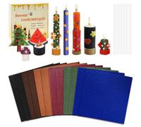 BOYIFEIJIE Set di candele di cera d'api, piastre di cera d'api, candele fai da te, set con 12 stoppini di cotone, candele di cera d'api, per adulti e bambini, 6 colori x 2