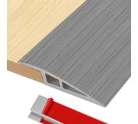 BOYIFEIJIE Soglia di Dislivello Pavimento, 2M x 5cm Profilo di Raccordo per Pavimenti in PVC Autoadesivo, Profilo di Transizione per Dislivelli di Pavimento da 5mm ~ 10mm (Legno Grigio)