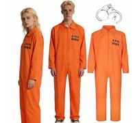 Boyigog Costume da detenuto da uomo con manette, costume da prigioniero, per Halloween, carnevale, cosplay, feste (XXL)
