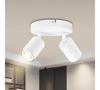 BOYIR Faretti da Soffitto Orientabili,Faretto led Interno a 2 Punti Luce con Attacco GU10,Moderna Plafoniera led Parete Bianca,Plafoniera in Alluminio per Soggiorno Corridoio,Lampadina Non Inclusa