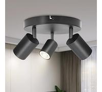 BOYIR Faretti da Soffitto Orientabili,Faretto led Interno a 3 Punti Luce con Attacco GU10,Moderna Plafoniera led Parete Nero,Plafoniera in Alluminio per Soggiorno Corridoio,Lampadina Non Inclusa