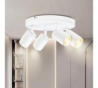 BOYIR Faretti da Soffitto Orientabili,Faretto led Interno a 4 Punti Luce con Attacco GU10,Moderna Plafoniera led Parete Bianca,Plafoniera in Alluminio per Soggiorno Corridoio,Lampadina Non Inclusa