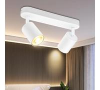 BOYIR Faretti da Soffitto Orientabili, GU10 Faretti LED da Soffitto Bianco, Lampada Soffitto 2 Luci Moderni, Faretto da Parete Interno in Alluminio per Cucina, Camera, Barra, Lampadina Non Inclusa