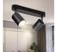 BOYIR Faretti da Soffitto Orientabili, GU10 Faretti LED da Soffitto Nero, Lampada Soffitto 2 Luci Moderni, Faretto da Parete Interno in Alluminio per Cucina, Camera, Barra, Lampadina Non Inclusa