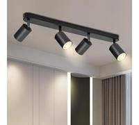 BOYIR Faretti da Soffitto Orientabili, GU10 Faretti LED da Soffitto Nero, Lampada Soffitto 2 Luci Moderni, Faretto da Parete Interno in Alluminio per Cucina, Camera, Barra, Lampadina Non Inclusa