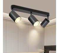 BOYIR Faretti da Soffitto Orientabili, GU10 Faretti LED da Soffitto Nero, Lampada Soffitto 3 Luci Moderni, Faretto da Parete Interno in Alluminio per Cucina, Camera, Barra, Lampadina Non Inclusa