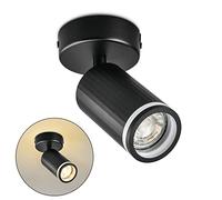 BOYIR Lampada Faretti da Soffitto LED Orientabili, Faretti da Parete Interno GU10 Nero, Moderna Plafoniera LED Faretti 1 Luce, Faretto da Parete Interno per Barra, Cameretta, Cucina, Senza Lampadina