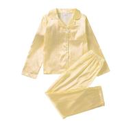 Boys and Girls Striped Pajamas Border Children's Wear Four Can Be Worn Outside Long Sleeved Trousers Two Piece Home Wear - Accappatoio da donna, giallo., 9 anni