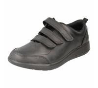 Boys Clarks Hook And Loop Formal School Leather Shoes Scape Sky