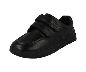 Boys Clarks Scarpe Scolastiche In Vera Pelle Con Doppia Chiusura A Strappo