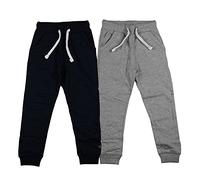 Boys Confezione da 2 Pantaloni della Tuta - Pantaloni Jogger in Morbido Cotone con Vita Elastica, Coulisse, Polsini a Coste e Tasche, Pantaloni Casual da Bambino per Tutti i Giorni