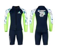 Boys,L,Muta in Neoprene 1,5 mm Due Pezzi per Bambini e Bambine, Set con Giacca con Zip Frontale e Pantaloncini, Costume Termico con Protezione Solare UPF 50+ per Surf, Nuoto, Snorkeling