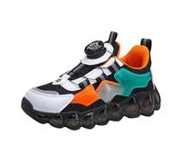 Boys Spring Summer and Autumn Mesh Breathable Rotating Buckle Adjustable Shoelaces Medium and Large Children's Casual Sports Shoes Leggings (arancione, 30,5 Little Child)