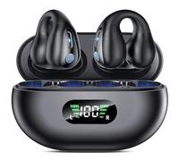 Boytond Cuffie Bluetooth Open Ear,Auricolari Bluetooth 5.3 Impermeabili con 4 Mic, 36 Ore Auricolare Bluetooth a Clip LED Display USB-C,Cuffie Wireless per Sport IP6