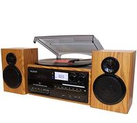 Boytone BT-28SPW, giradischi Bluetooth in stile classico con radio AM/FM, lettore CD/cassette, 2 altoparlanti stereo separati, registrazione da vinile, radio e cassette a MP3, slot SD, USB, AUX.