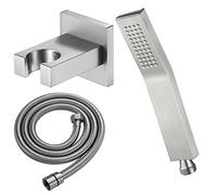 Boyuan Soffione Doccia Nichel Spazzolato Doccino per Doccia a Parete Soffione per Doccia Ottone Doccia Soffione con Acciaio Inossidabile Tubo, Ottone Base