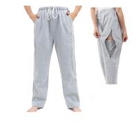 BOYUDZLTD Pantaloni per catetere per uomo/donna, pantaloni per nefrostomia, pantaloni per sacca delle urine, pantaloni per catetere Foley contengono 2 sacche per urine, Grigio, L