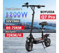 BOYUEDA Q7Pro Escooter 3200W doppio motore 52 v19ah batteria Dual Drive 10 pollici adulto E-Scooter pneumatico silenzioso Scooter elettrico pieghevole