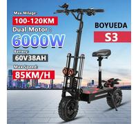 BOYUEDA S3 E-skuter 6000W podwojny silnik 60V 38AH akumulatore litowo-terenowe skutery elektryczne 11 Cal miejski skadany 6000W Dual motor