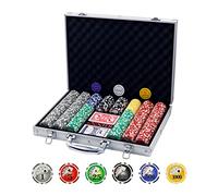 Boyzhood Chip da poker con numeri, set di chip da poker da 500 pezzi con custodia da viaggio in alluminio, set da poker da 11,5 grammi per Texas Holdem e Blackjack Gambling.